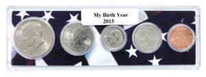 2015 5 coin birth year set in american flag holder mint state