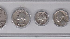 1939 Birth Year Coin Set (5) Coins - Half Dollar, Quarter, Dime, Nickel, and Cent - All Dated 1939 and Encased in a Plastic Display Case -Vintage- Great Gift For Any Occassion Very Good