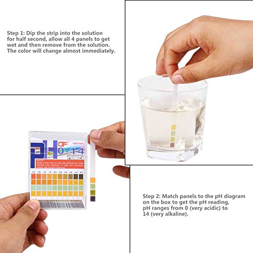 pH Test Strips 0-14, 0.5 Accuracy 100ct, Esee pH Strips pH Test Paper to Test Drinking Water, Food, Pools, Aquariums, Monitor Body pH Levels for Alkaline & Acid Using Saliva and Urine