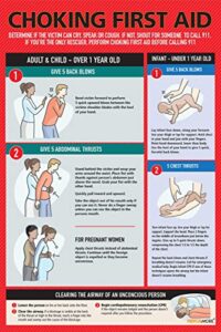 safety choking victim poster measures 12" x 18", choking first aid poster for infants, kids, pregnants, and adults, first aid guide quick reference guide, laminated by ring binder depot