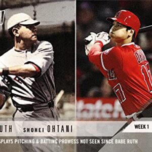 2018 Topps Now Moment of the Week #MOW-1 Babe Ruth and Shohei Ohtani Baseball Card