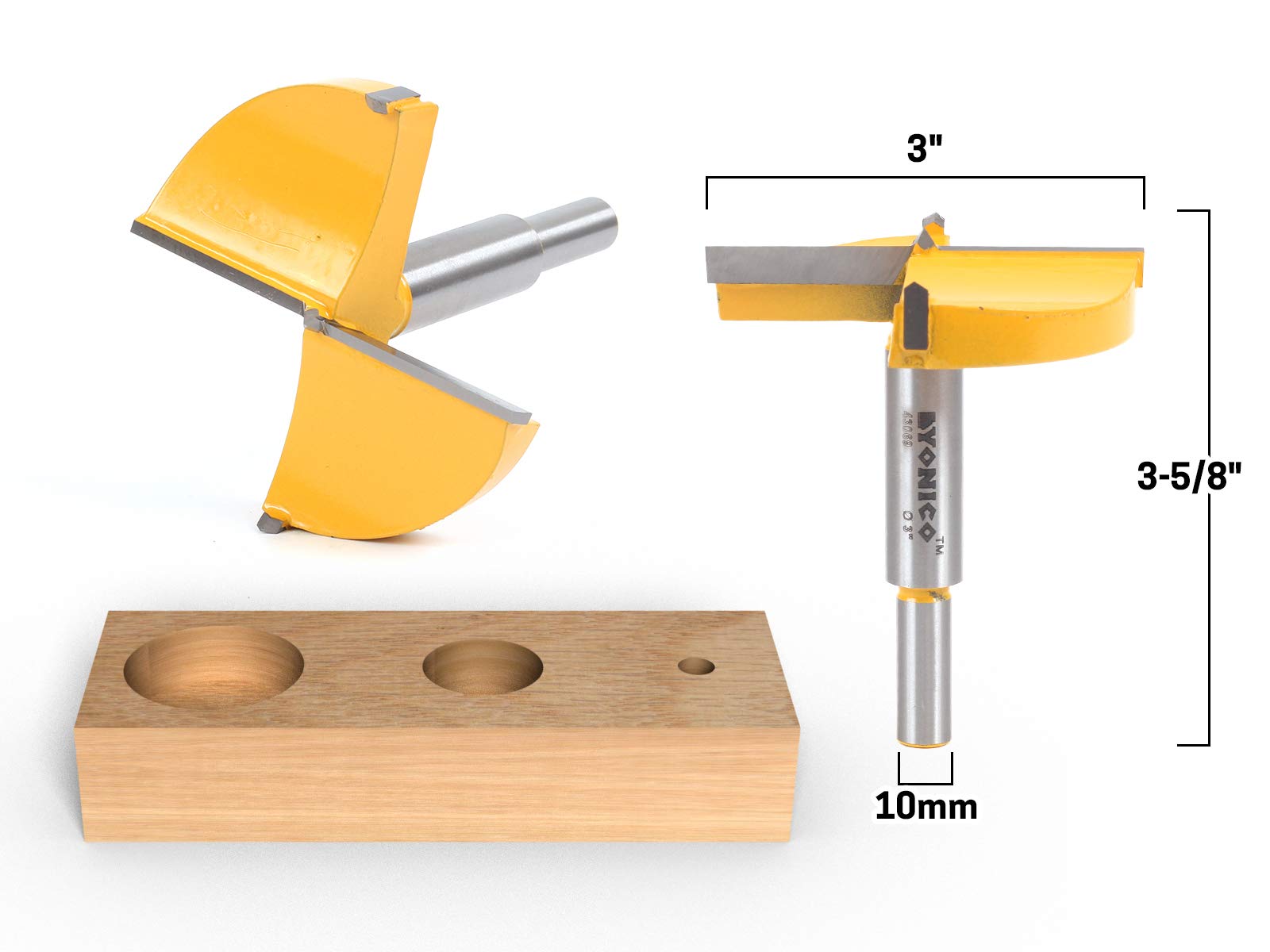 YONICO 43069C 3-Inch Diameter Carbide Forstner Drill Bit 10mm Shank