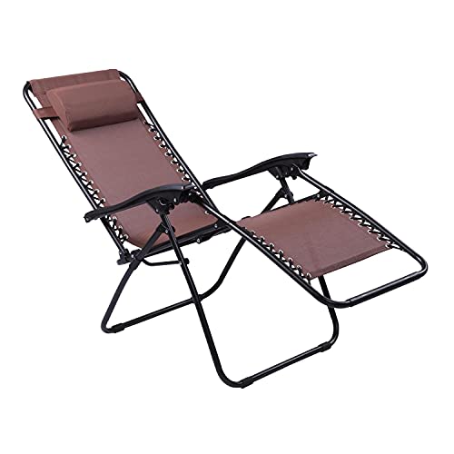 Zero Gravity Chairs Set of 2 Pool Lounge Chair Zero Gravity Recliner Zero Gravity Lounge Chair Antigravity Chairs Anti Gravity Chair Folding Reclining Camping Chair with Headrest by Naomi Home - Brown