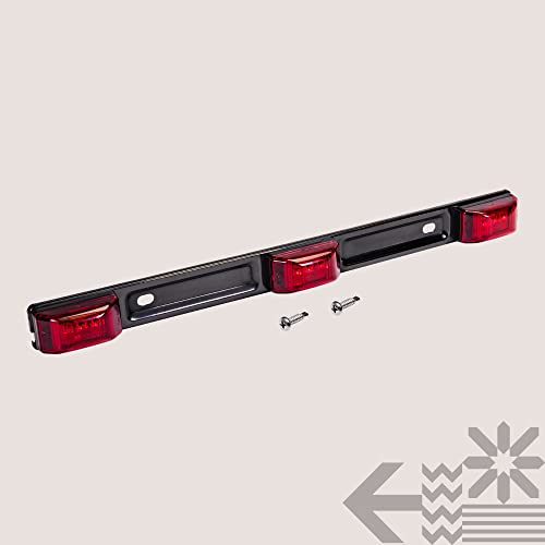 TRUE MODS 15" 9 LED 3 Red Trailer Light Bar [DOT FMVSS 108] [SAE P2] [IP67 Submersible] Identification Running Marker ID Rear Trailer Tail Light Bar for 80" Enclosed Marine Boat Trailers