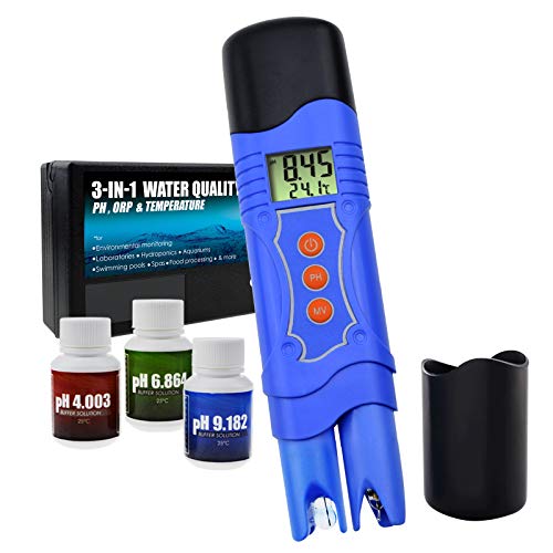 Gain Express 3-in-1 ORP PH Temperature Combo Meter Tester, Pen Type ATC -1999~1999mV 0.00-14.00pH 0~50°C, Water Quality Aquarium, Tank, Swimming Pool, Lab, Spa