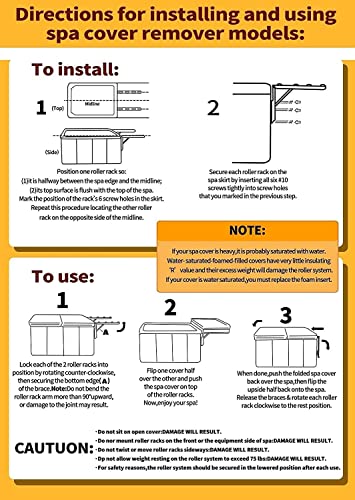 UCEDER Hot Tub Cover Lift and Caddy Removal System Bracket Universal Assist Spa Cover Roller fits Vary Size, Shape and Brand of SPA,Cabinet Free Cover