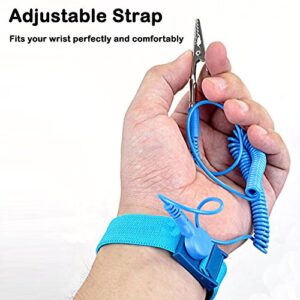 DaKuan ESD Anti-Static Wrist Strap Components, DaKuan 6 Packs Anti-Static Wrist Straps Equipped with Grounding Wire and Alligator Clip, Grounding Solution for Working on Sensitive Electronic Devices