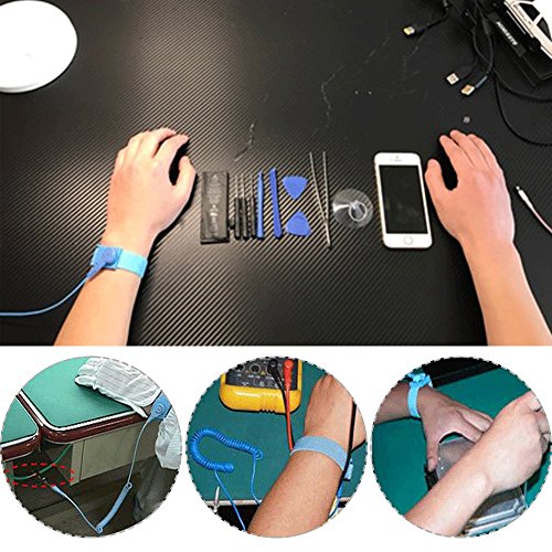 DaKuan ESD Anti-Static Wrist Strap Components, DaKuan 6 Packs Anti-Static Wrist Straps Equipped with Grounding Wire and Alligator Clip, Grounding Solution for Working on Sensitive Electronic Devices