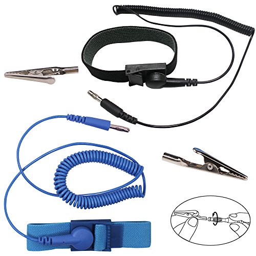 DaKuan ESD Anti-Static Wrist Strap Components, DaKuan 6 Packs Anti-Static Wrist Straps Equipped with Grounding Wire and Alligator Clip, Grounding Solution for Working on Sensitive Electronic Devices