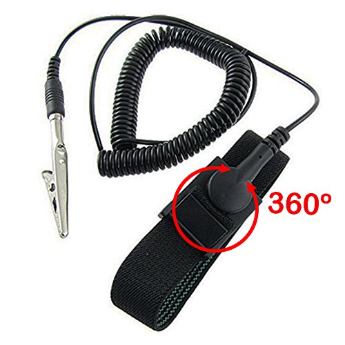 DaKuan ESD Anti-Static Wrist Strap Components, DaKuan 6 Packs Anti-Static Wrist Straps Equipped with Grounding Wire and Alligator Clip, Grounding Solution for Working on Sensitive Electronic Devices