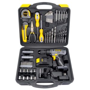 uniteco 77pcs 18/20v cordless drill screwdriver tool set home repair set combo kit tool kit