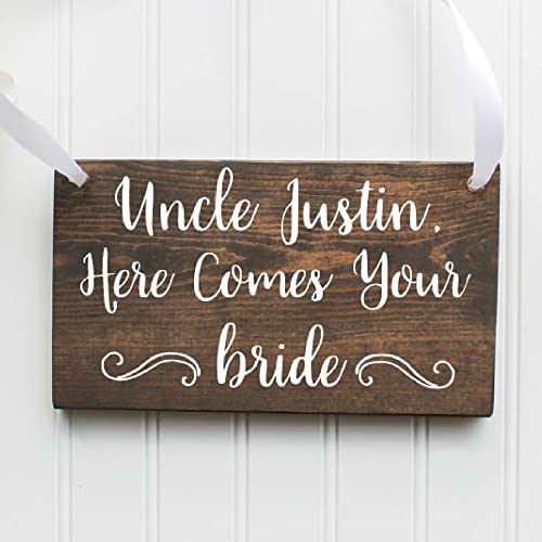 Uncle Here Comes Your Bride- Personalizable Ring Bearer/Flower Girl Sign- Custom Sign