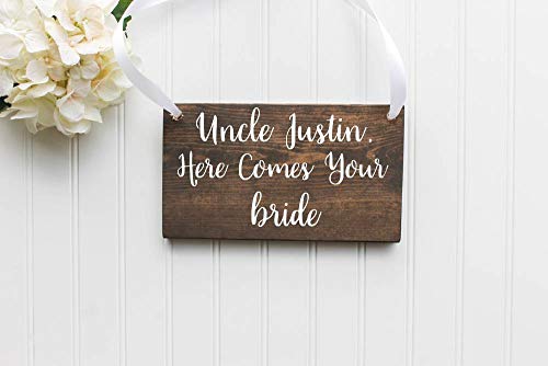 Uncle Here Comes Your Bride- Personalizable Ring Bearer/Flower Girl Sign- Custom Sign