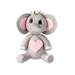 zoeartcrafts elephant cake topper with flower crown in pink or yellow color - baby shower and birthday party cake decorations