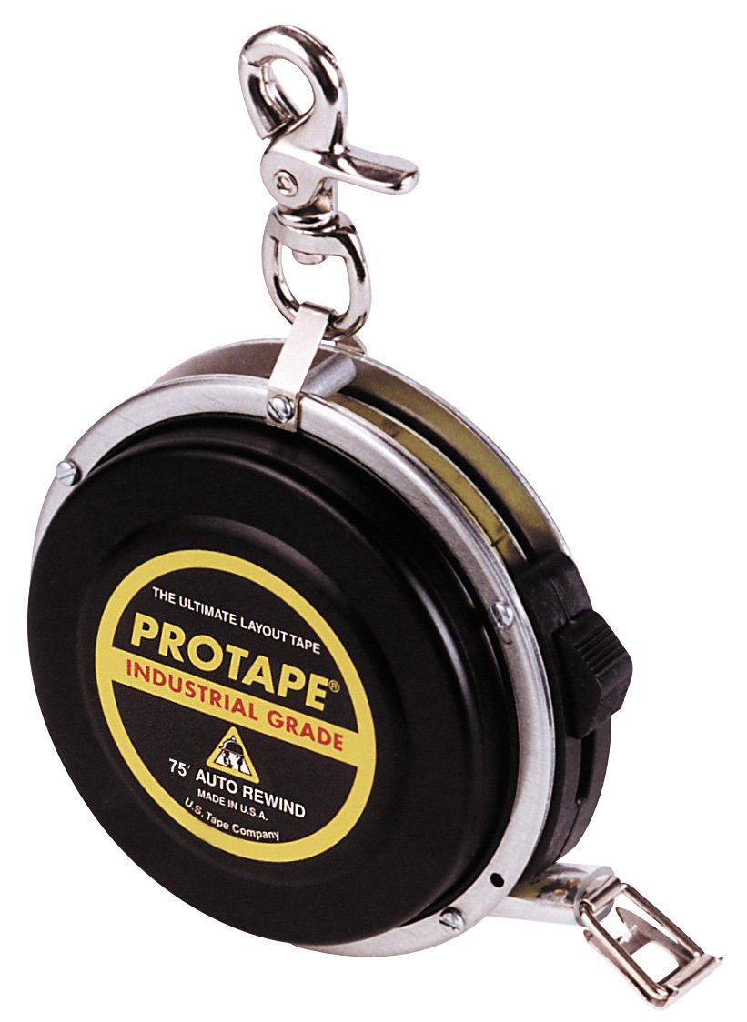 ProTape 3/8" x 75' Auto-Rewind Tape Measure w/ Nylon Coated Blade 46322 (975DCB) 10ths & Diameter by US Tape