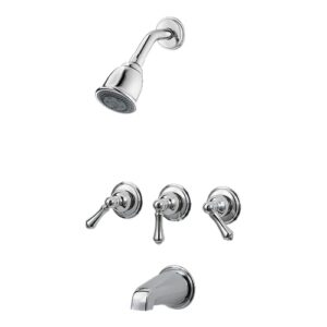 pfister lg01-81bc lg0181bc 3 tub & shower faucet with metal lever handles, polished chrome
