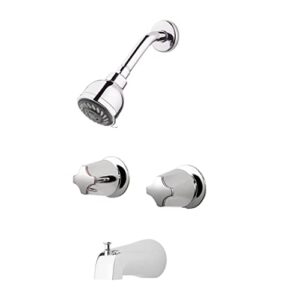 pfister lg03-6110 2 tub & shower faucet with metal knob handles, polished chrome