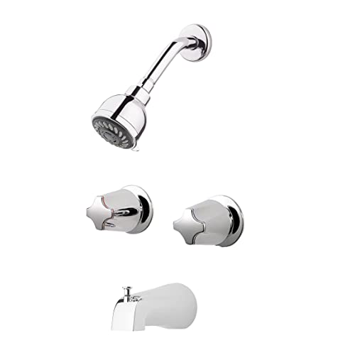 Pfister LG03-6110 2 Tub & Shower Faucet with Metal Knob Handles, Polished Chrome