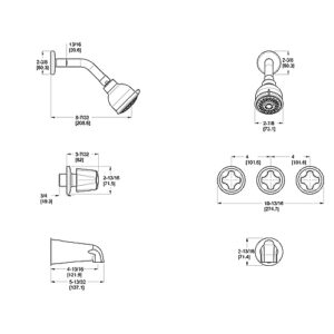 Pfister LG01-3110 3 Tub & Shower Faucet with Metal Knob Handles, Polished Chrome