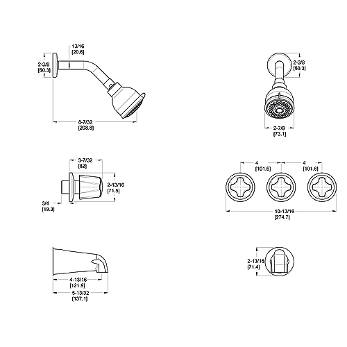 Pfister LG01-3110 3 Tub & Shower Faucet with Metal Knob Handles, Polished Chrome