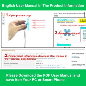 EUDAX DIY DC Power Micro Motor Wind Turbine Electricity Generator Blades Model