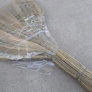 Vietnamese Original Soft Fan Straw Broom with Straw Handle (chổi lúa) 40 inch and a Plastic Handle Broom, 2 Broom