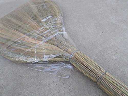 Vietnamese Original Soft Fan Straw Broom with Straw Handle (chổi lúa) 40 inch and a Plastic Handle Broom, 2 Broom