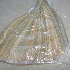 Vietnamese Original Soft Fan Straw Broom with Straw Handle (chổi lúa) 40 inch and a Plastic Handle Broom, 2 Broom