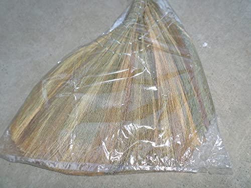 Vietnamese Original Soft Fan Straw Broom with Straw Handle (chổi lúa) 40 inch and a Plastic Handle Broom, 2 Broom