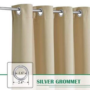 StangH Outdoor Curtains Beige Waterproof - Thick Fabric Light Blocking Blackout Patio Drapes with Grommet Top Thermal Insulated Drapes for Lanai/Porch/Open-air Dining, Cream Beige, W52 x L84, 1 Panel