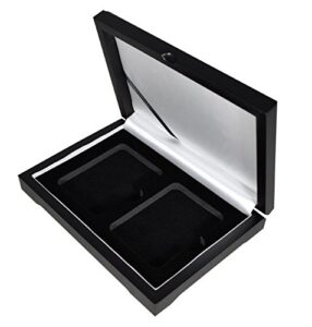 guardhouse wood display box for ngc/pcgs/premier/little bear elite coins in certified or certified style holders/slabs (two coin, matte black finish)