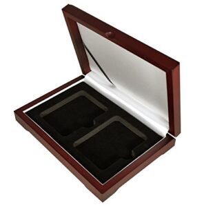 guardhouse wood display box for ngc/pcgs/premier/little bear elite coins in certified or certified style holders/slabs (two coin, sedona red finish)