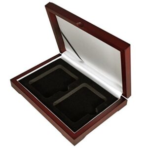 Guardhouse Wood Display Box for NGC/PCGS/Premier/Little Bear Elite Coins in Certified or Certified Style Holders/Slabs (Two Coin, Sedona Red Finish)