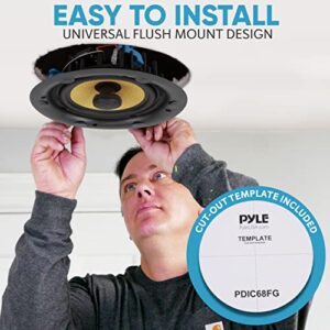 Pyle 6.5” Ceiling Speaker Set - 2-Way Full Range Speaker (Pair) Built-in Electronic Crossover Network in-Ceiling Mount Design 300 Watts PDIC68FG,Black