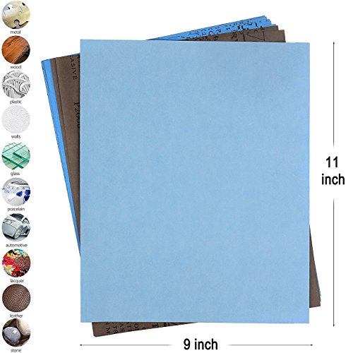 ADVcer 9x11 inch 16 Sheets Sandpaper, Wet or Dry 2000-10000 Grit 8 Assortment Sand Paper, Extra Fine Abrasive Pads for Automotive Sanding, Wood Turing Finishing, Metal Furniture Polishing and More