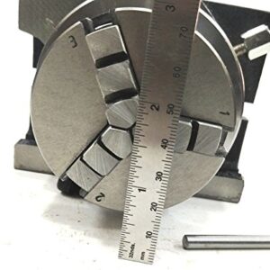 3"/ 80 MM SMALL MILLING ROTARY TABLE WITH 65 MM 3 JAW CHUCK & BACK PLATE + FIXING TNUTS BOLTS (WITH 65 MM 3 JAW SELF CENTERING)