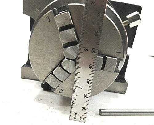 3"/ 80 MM SMALL MILLING ROTARY TABLE WITH 65 MM 3 JAW CHUCK & BACK PLATE + FIXING TNUTS BOLTS (WITH 65 MM 3 JAW SELF CENTERING)