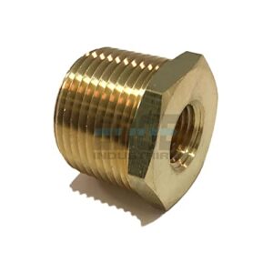 edge industrial brass reducing hex bushing 3/4" male npt x 1/4" female npt fuel / air/ water / oil/ gas wog (qty 01)