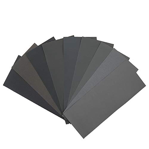 45Pcs Wet Dry Sandpaper, 400/600/ 800/1000/ 1200/1500/ 2000/2500/ 3000 Grit Assorted Sanding Sheets for Automotive Polishing, Metal Sanding, Wood Furniture Finishing, 9 x 3.6 Inch by BAISDY