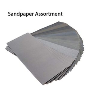 45Pcs Wet Dry Sandpaper, 400/600/ 800/1000/ 1200/1500/ 2000/2500/ 3000 Grit Assorted Sanding Sheets for Automotive Polishing, Metal Sanding, Wood Furniture Finishing, 9 x 3.6 Inch by BAISDY