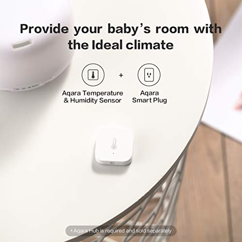 Aqara Temperature and Humidity Sensor, Requires AQARA HUB, Zigbee, for Remote Monitoring and Home Automation, Wireless Thermometer Hygrometer, Compatible with Apple HomeKit, Alexa, Works with IFTTT