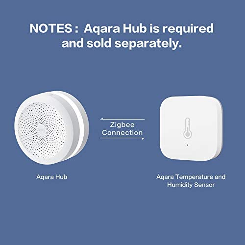 Aqara Temperature and Humidity Sensor, Requires AQARA HUB, Zigbee, for Remote Monitoring and Home Automation, Wireless Thermometer Hygrometer, Compatible with Apple HomeKit, Alexa, Works with IFTTT