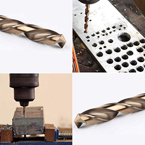 13 PCS Metric M35 Cobalt Steel Twist Drill Bit Set HSS Extremely Heat Resistant with Straight Shank to Cut Through Hard Metals Like A Hot Knife Through Butter,Such as Stainless Steel,Titanium Alloy