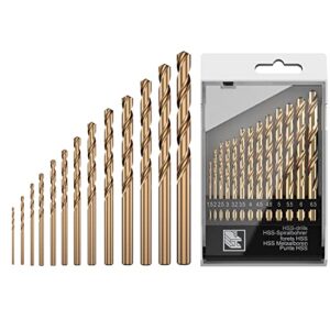 13 pcs metric m35 cobalt steel twist drill bit set hss extremely heat resistant with straight shank to cut through hard metals like a hot knife through butter,such as stainless steel,titanium alloy