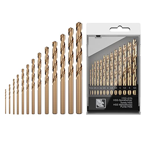 13 PCS Metric M35 Cobalt Steel Twist Drill Bit Set HSS Extremely Heat Resistant with Straight Shank to Cut Through Hard Metals Like A Hot Knife Through Butter,Such as Stainless Steel,Titanium Alloy