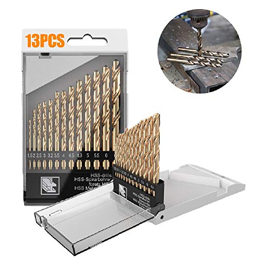 13 PCS Metric M35 Cobalt Steel Twist Drill Bit Set HSS Extremely Heat Resistant with Straight Shank to Cut Through Hard Metals Like A Hot Knife Through Butter,Such as Stainless Steel,Titanium Alloy