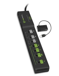 tricklestar ts1110 7-outlet pc advanced powerstrip+, tier 2, reduces active and standby power waste, windows, mac and linux compatible
