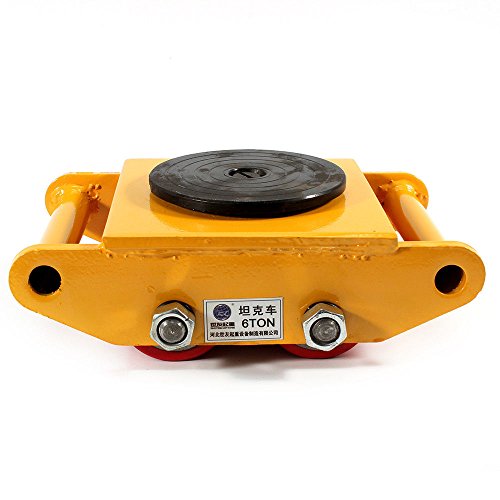 Industrial Machinery Mover 13200lb 6T Machinery Mover Roller Dolly with 360°Swivel Top Plate (13200LB Capacity) (Yellow)