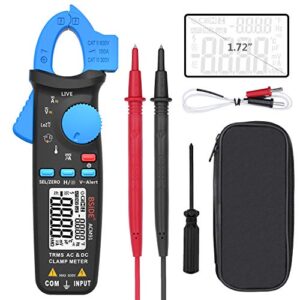 Bside ACM91 1mA Clamp Meter DC/AC Current True RMS Auto-Ranging 6000 Counts Multimeter Live Check V-Alert Temperature Capacitance Frequency Tester with Back Clip