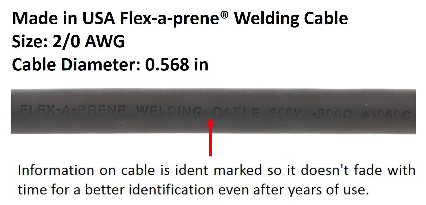 500 Amp Welding Electrode Holder Lead Assembly - Dinse 70-95 Connector - 2/0 AWG Cable (15 FEET)